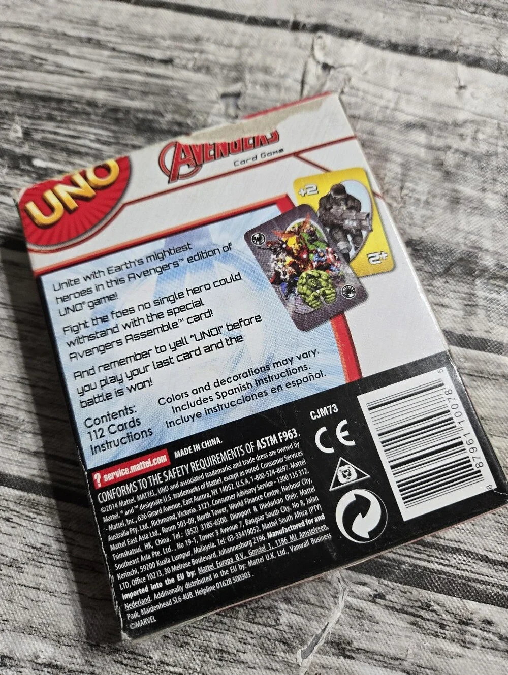 Avengers Uno Card Game Good Condition